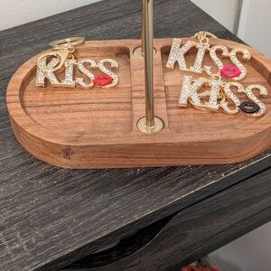Gold & Crystal 'KISS' Key Chain/Charm